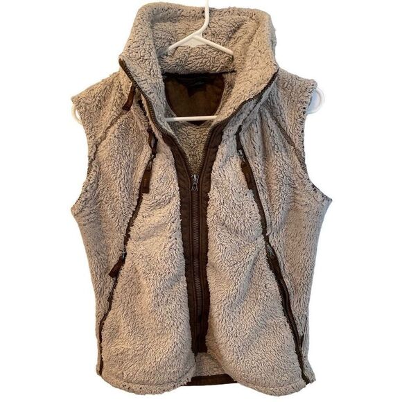Kuhl Womens Flight Vest M Sherpa Stowaway Hood Full Zip Packable Deep Pile - Picture 1 of 9